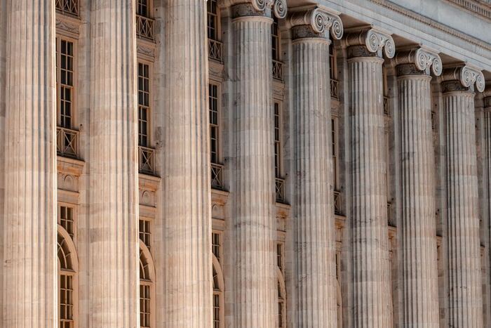 Pillars on a crown court building